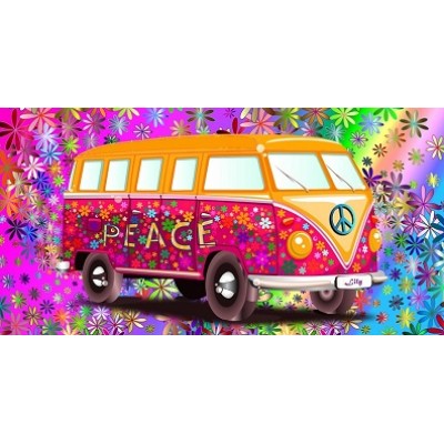 Sublimatieplaat met personalisatie P587 voorbeeld Hippie kampeerbus Sublimatieplaat met personalisatie P587 voorbeeld Hippie kampeerbus